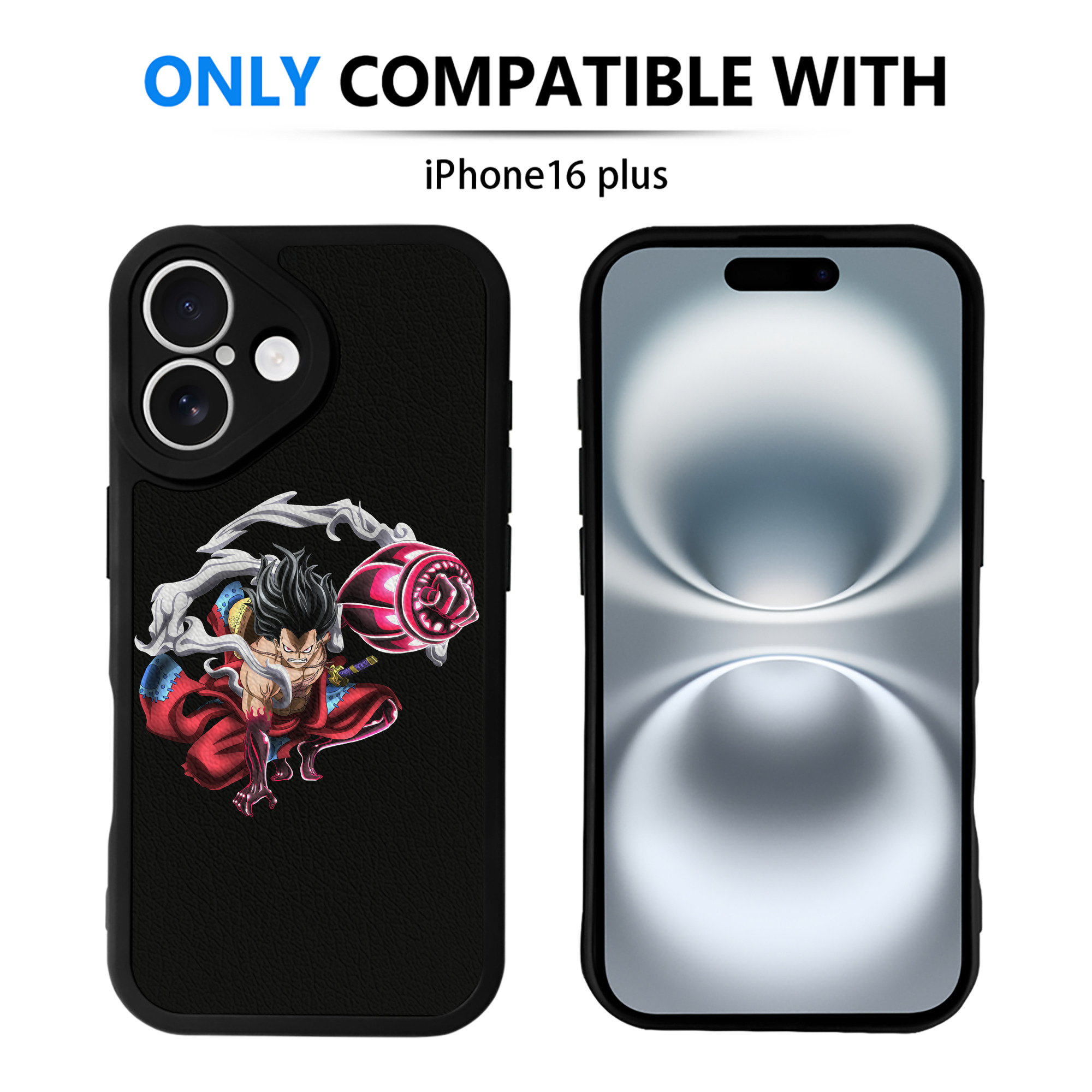 （画像用） ワンピース モンキー・D・ルフィ ONE PIECE Monkey D. Luffy 【iPhone 16シリーズ対応】シリコンスマホケース（レザー調） 材質：シリコン